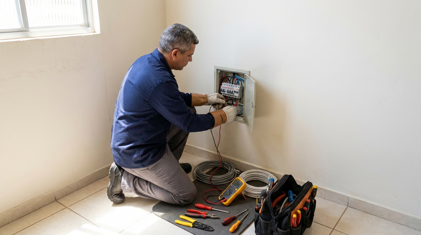 Eletricista atendendo em residência em São Luís-MA